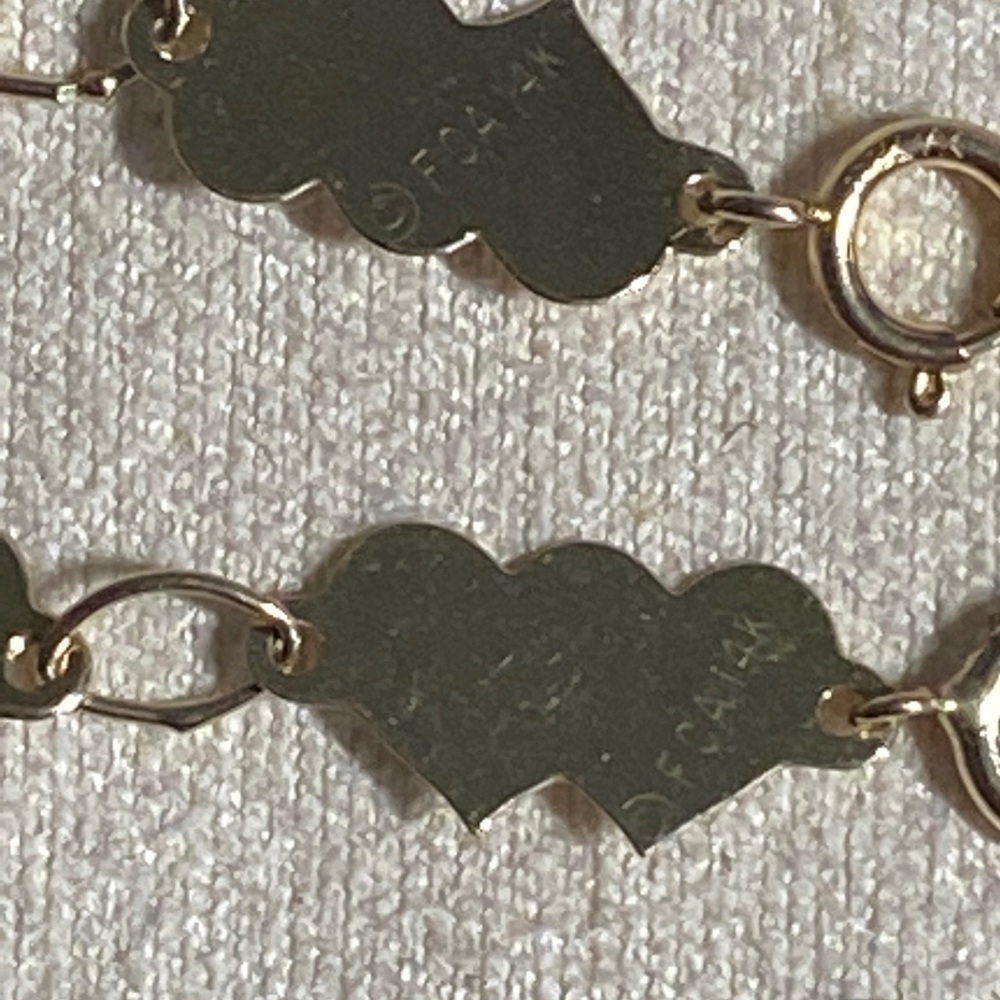 Sold- Vintage 14 Karat Gold 2 Hearts Bracelet NOS - Picture 4 of 4
